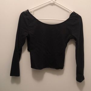 Black lace back crop top